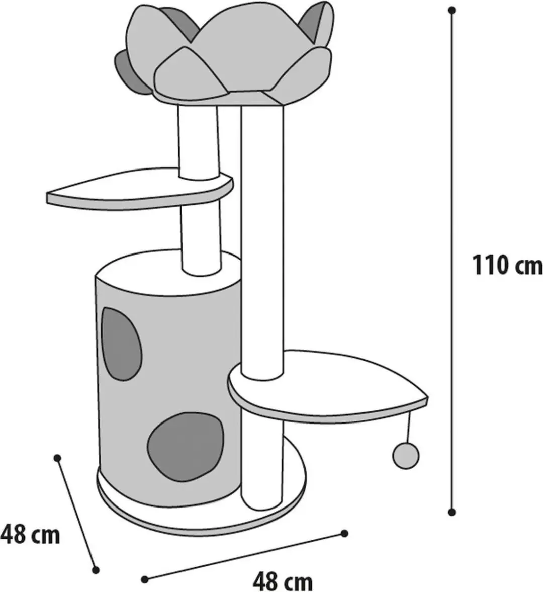 Flamingo Krabpaal Lotus 110cm - 2 Ligplekken - 4 Niveaus - Bruin