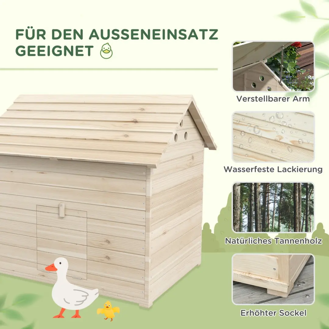 Pawhut Entenhuis Tannenhout 100x82,5x91cm - 1 verdieping - afbeelding 6 van 6