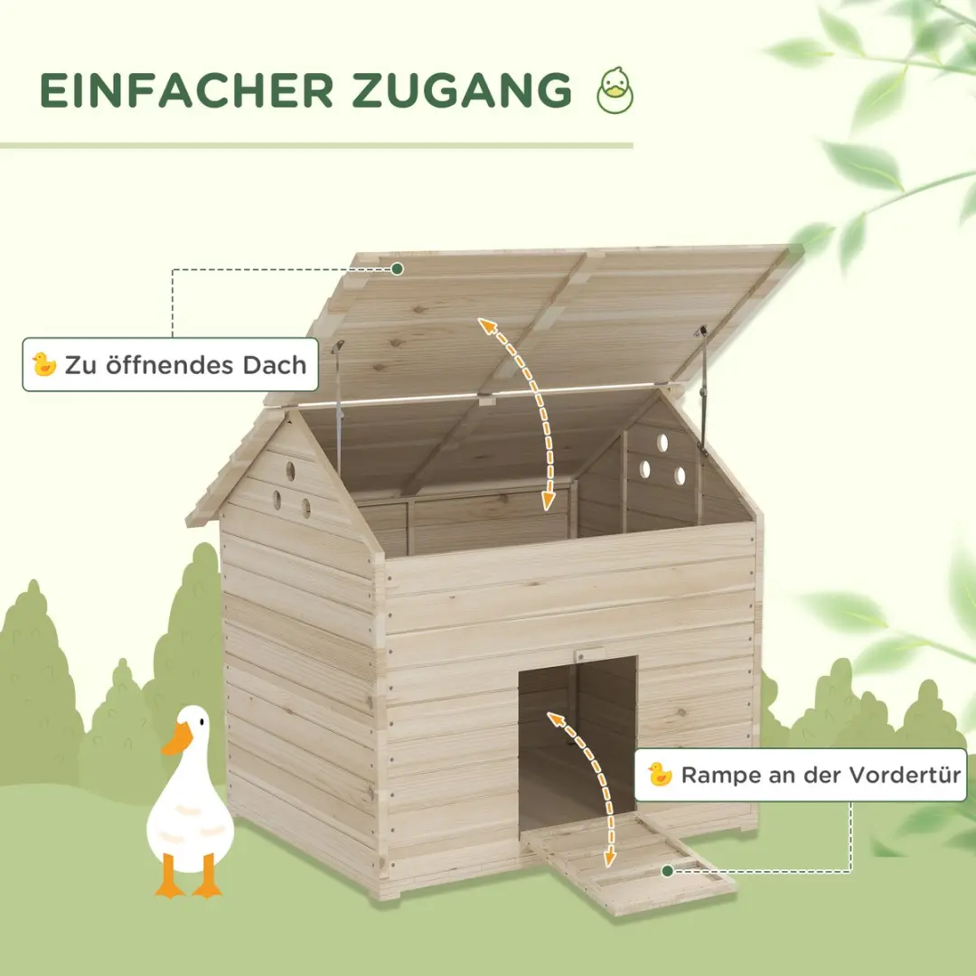 Pawhut Entenhuis Tannenhout 100x82,5x91cm - 1 verdieping