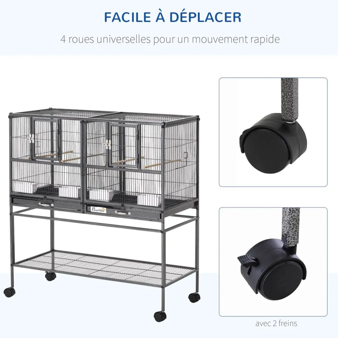 Pawhut Vogelkooi 95x45,5x102cm - Grijs/Zwart