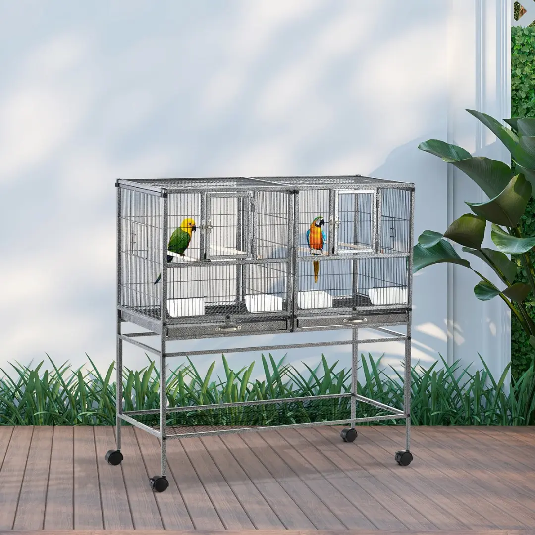 Pawhut Vogelkooi 95x45,5x102cm - Grijs/Zwart