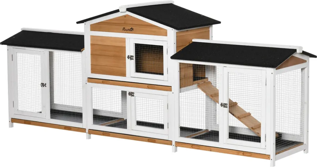 Pawhut Kaninchenstall D51-313 met Freilauf