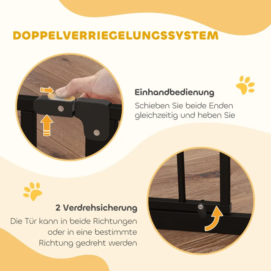 Pawhut Honden Veiligheidshekje Treppenschutzgitter 75-115cm - Klemmontage - Staal - Zwart