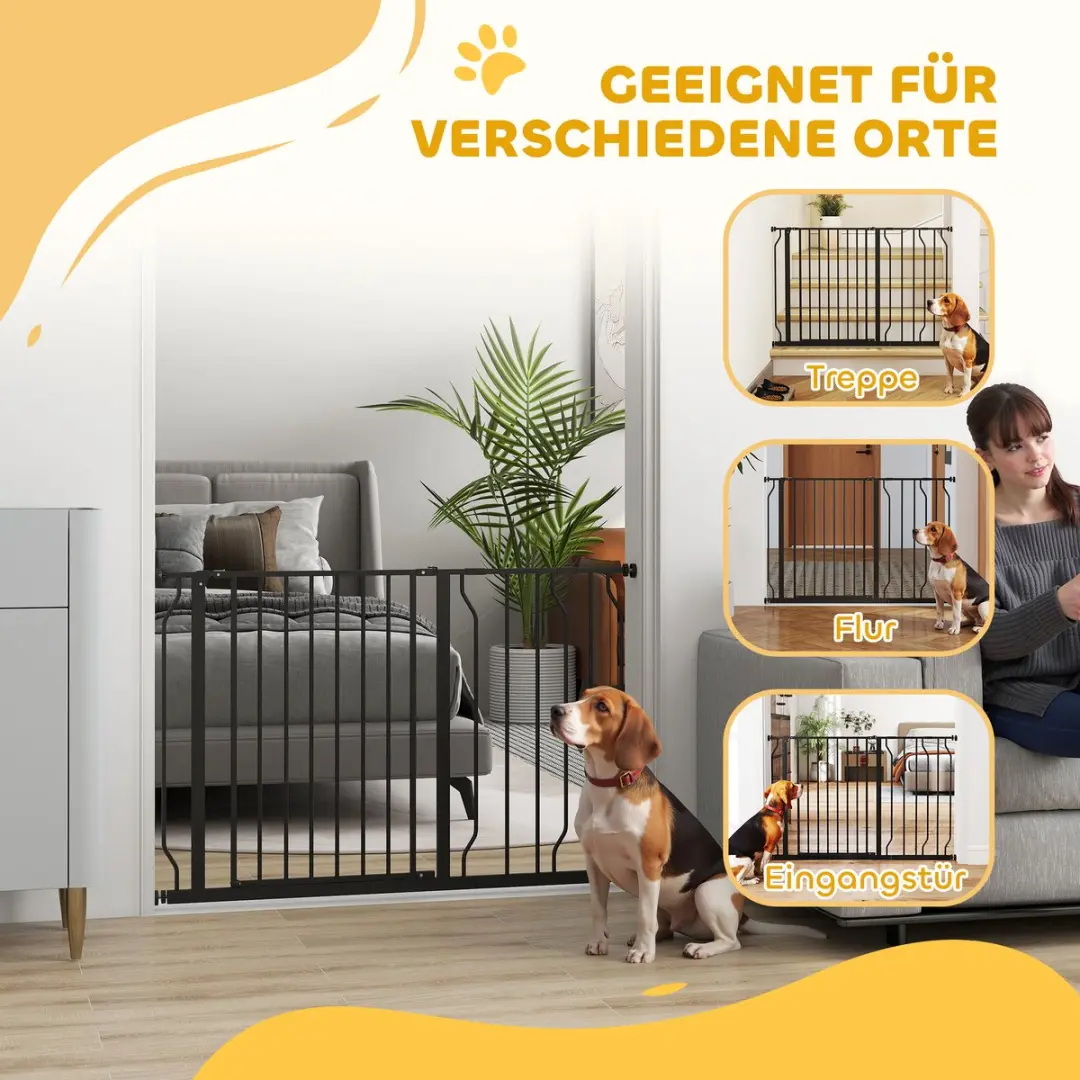 Pawhut Honden Veiligheidshekje Treppenschutzgitter 75-115cm - Klemmontage - Staal - Zwart - afbeelding 6 van 6