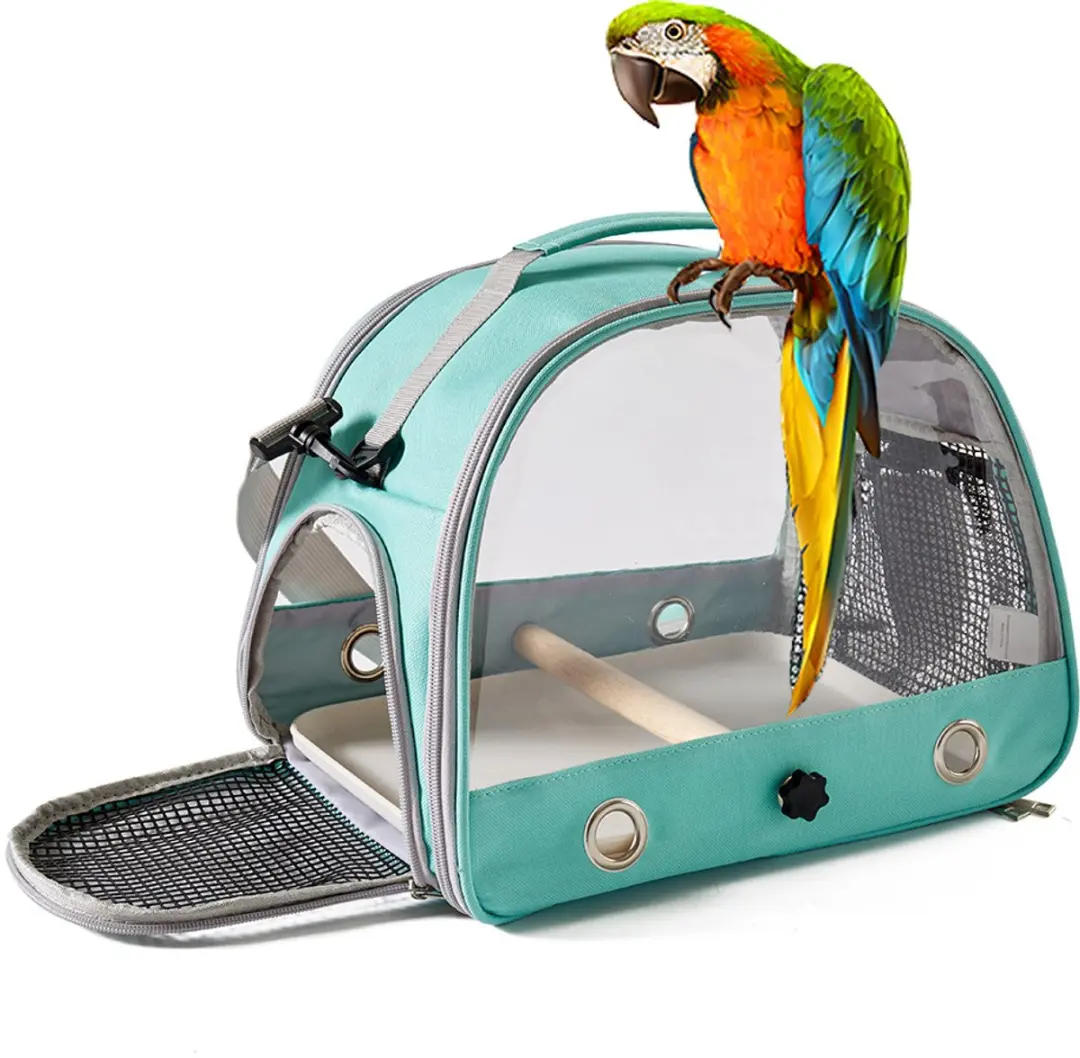 ECTEATOY Vogelreiskooi Groen - 33x6x24cm - met zitstok en matje