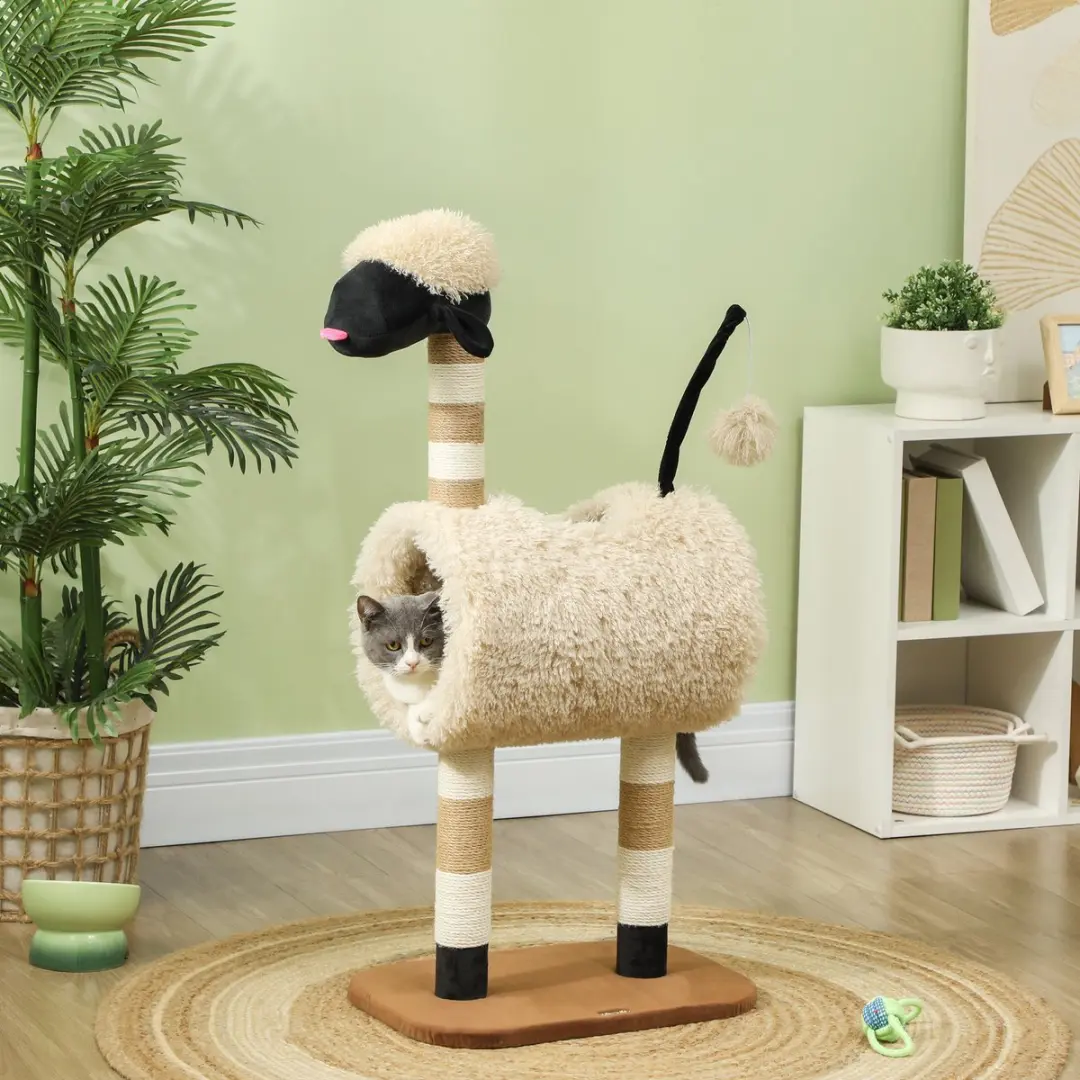 Pawhut Kratzbaum Kattenboom 98cm - 2 Ligplekken - Hellbraun