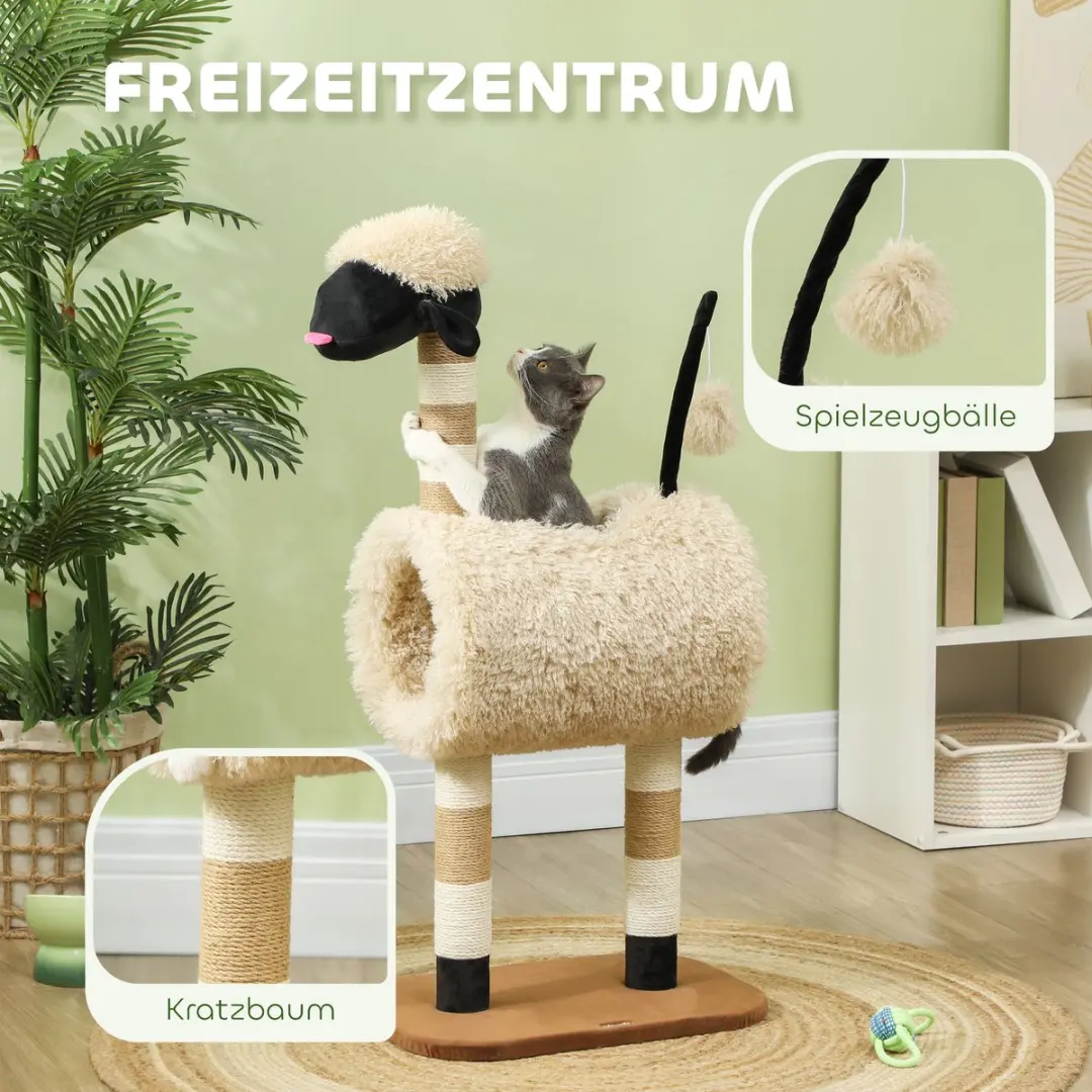 Pawhut Kratzbaum Kattenboom 98cm - 2 Ligplekken - Hellbraun