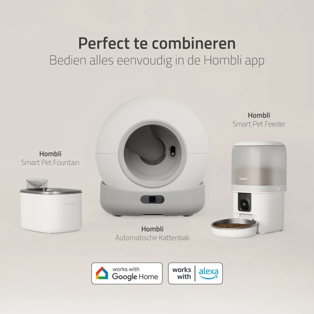 Hombli Automatische Kattenbak 72L XXL - Wit - Incl. mat & 15 zakjes