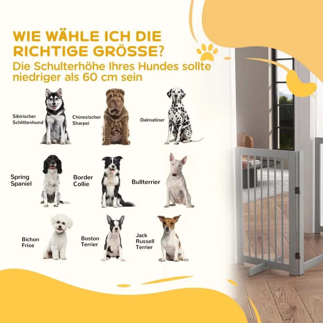 Pawhut Absperrgitter Honden 4-delig 220x91cm Hellgrau