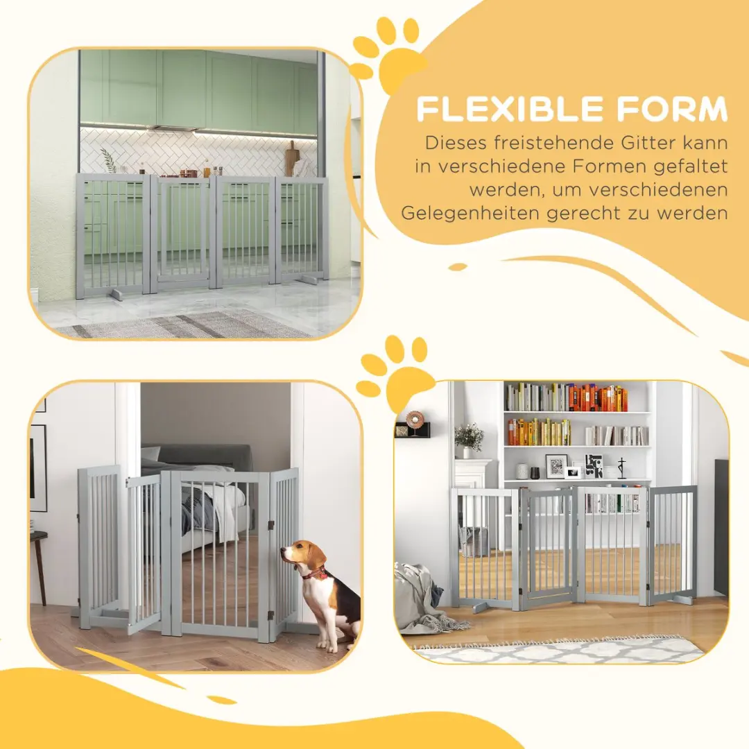 Pawhut Absperrgitter Honden 4-delig 220x91cm Hellgrau