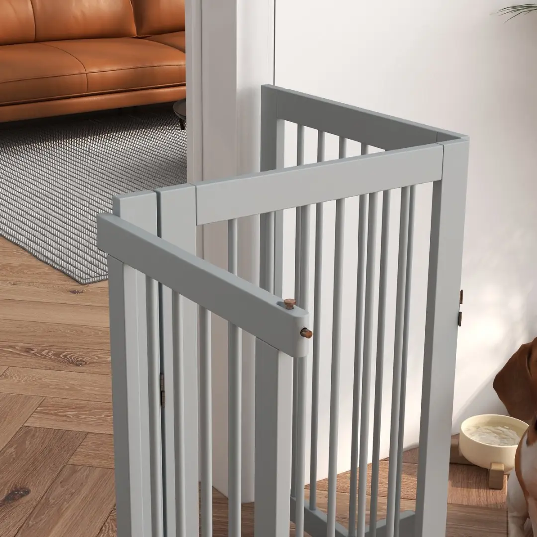 Pawhut Absperrgitter Honden 4-delig 220x91cm Hellgrau