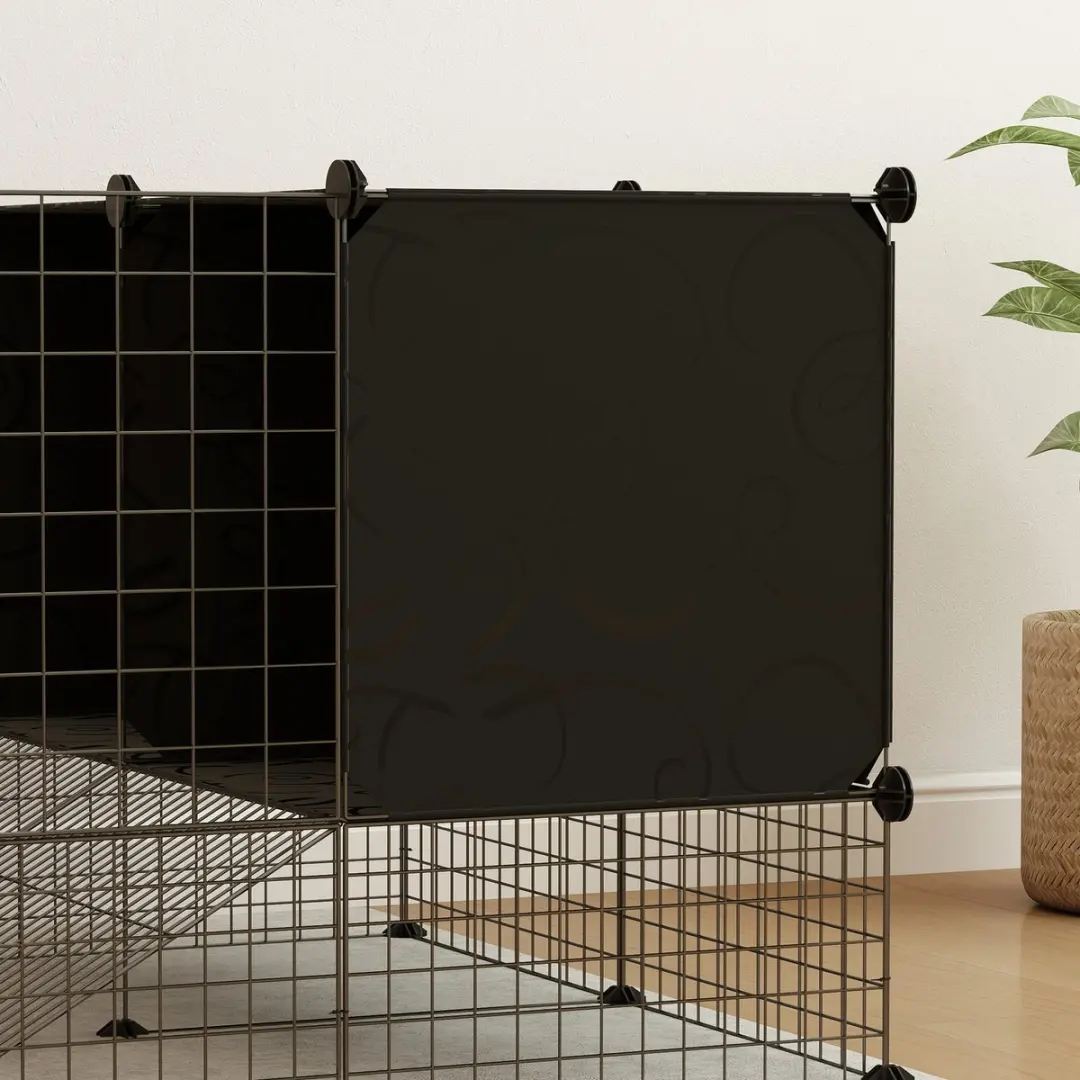 Pawhut Kooi voor kleine dieren 140x70x52cm - Zwart