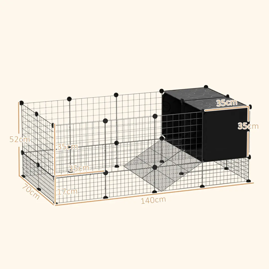 Pawhut Kooi voor kleine dieren 140x70x52cm - Zwart - afbeelding 6 van 6