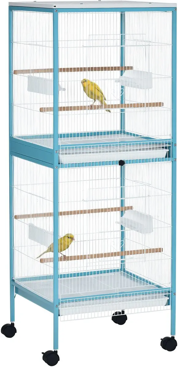 Pawhut Vogelkooi Staand Lichtblauw