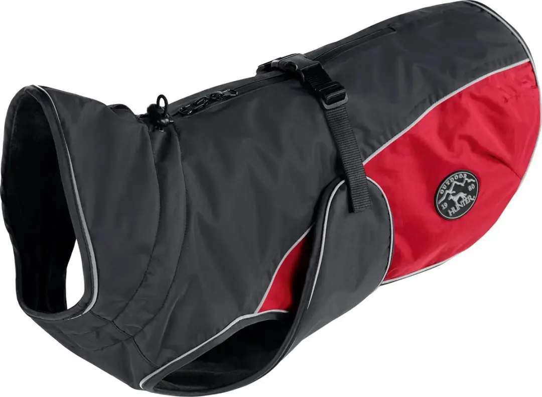 Hunter Uppsala Cozy Hondenjas - Antraciet-Rood - Maat L