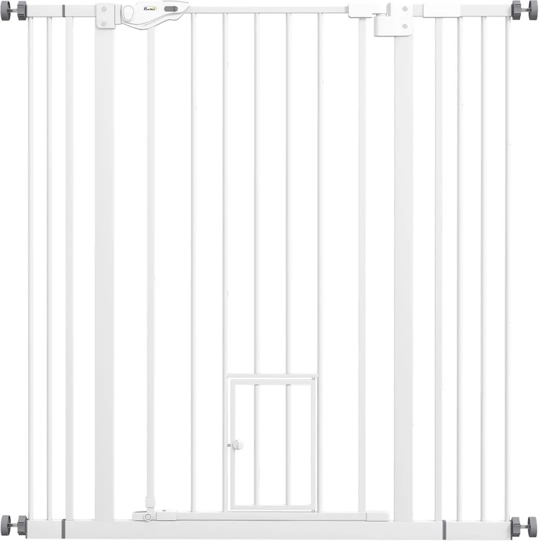 Pawhut Huisdierenhek 74-101cm Wit