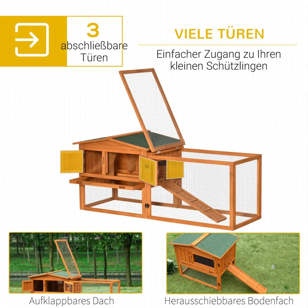 Pawhut Kleine Dierenstal D51-061V01 - 1 Verdieping - Oranje - afbeelding 6 van 6