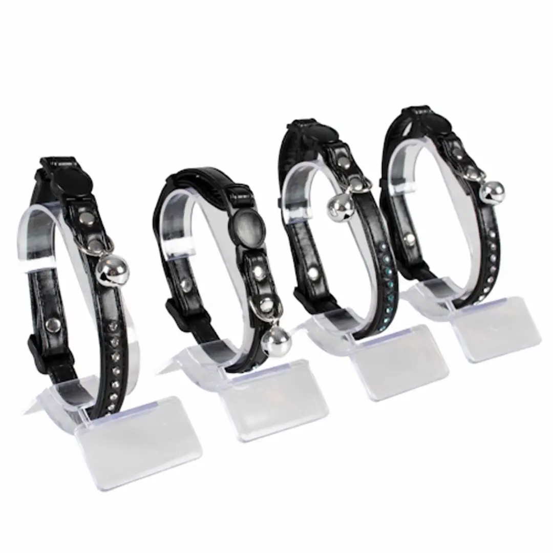 Duvo Kattenhalsband Leder & Diamanten 20-30cm Zwart
