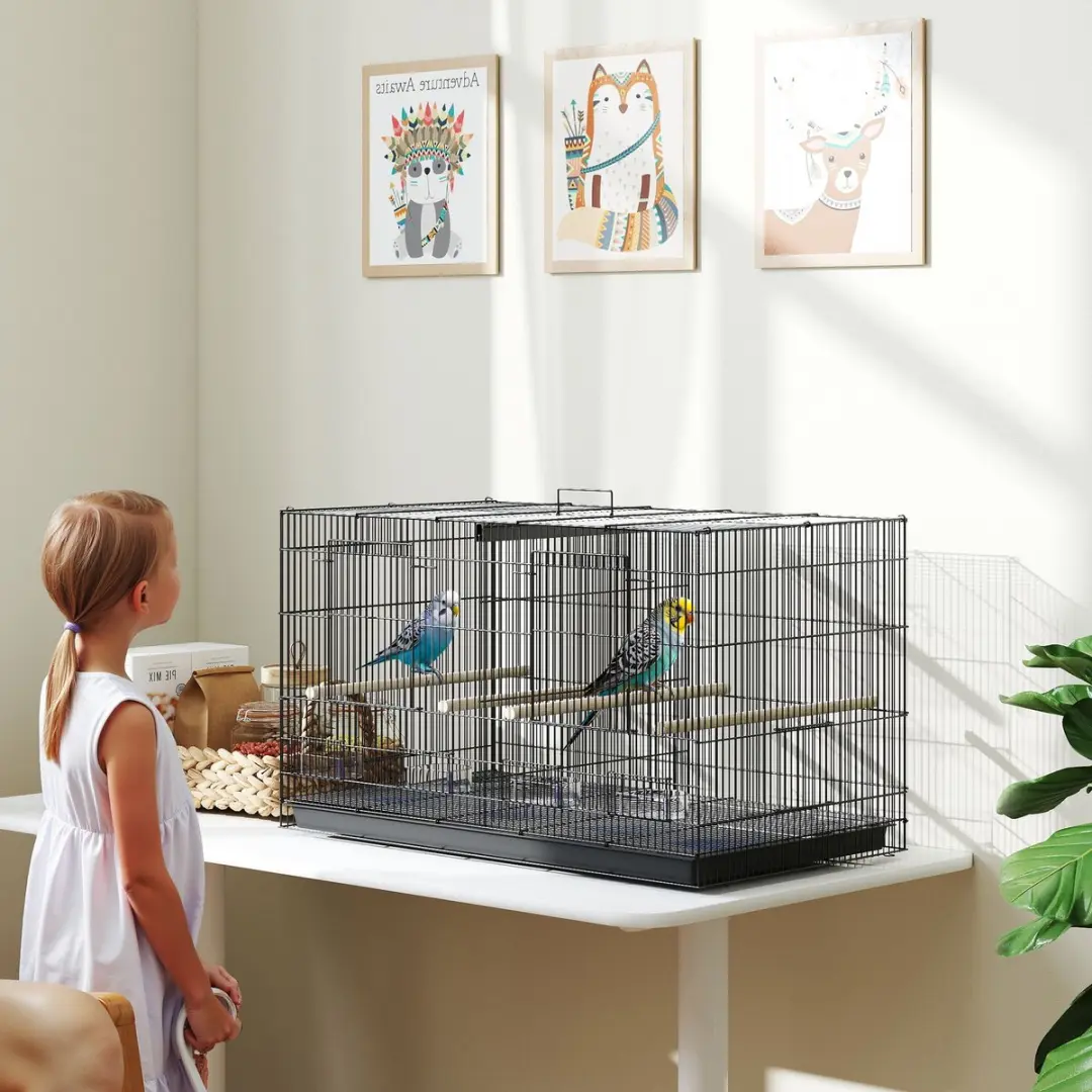 Pawhut Vogelkooi Staal 76x46x46cm - Zwart