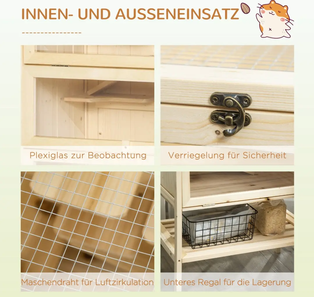 Pawhut Meerschweinchenstall 5 Etages - 60x40x120cm - Naturholz