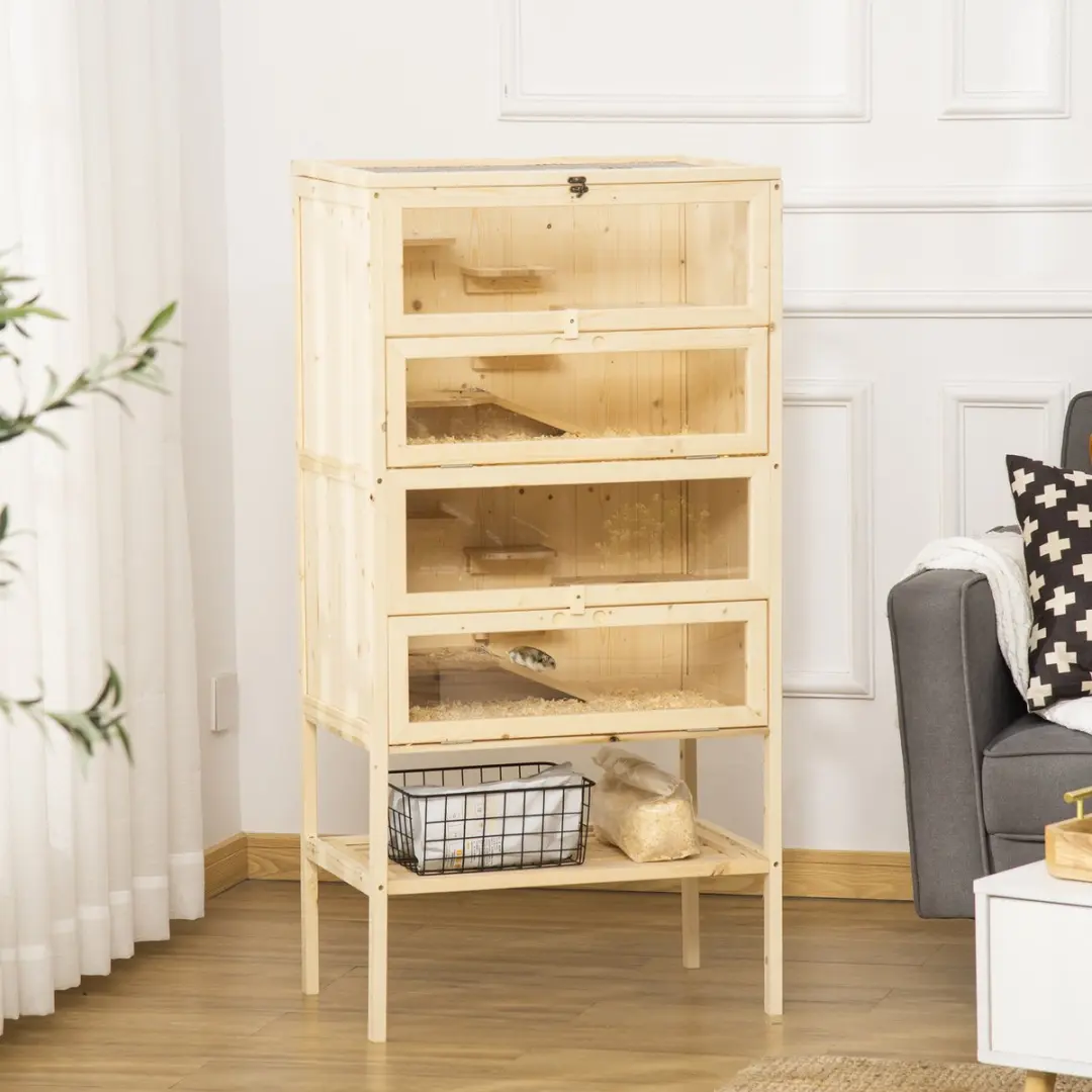 Pawhut Meerschweinchenstall 5 Etages - 60x40x120cm - Naturholz