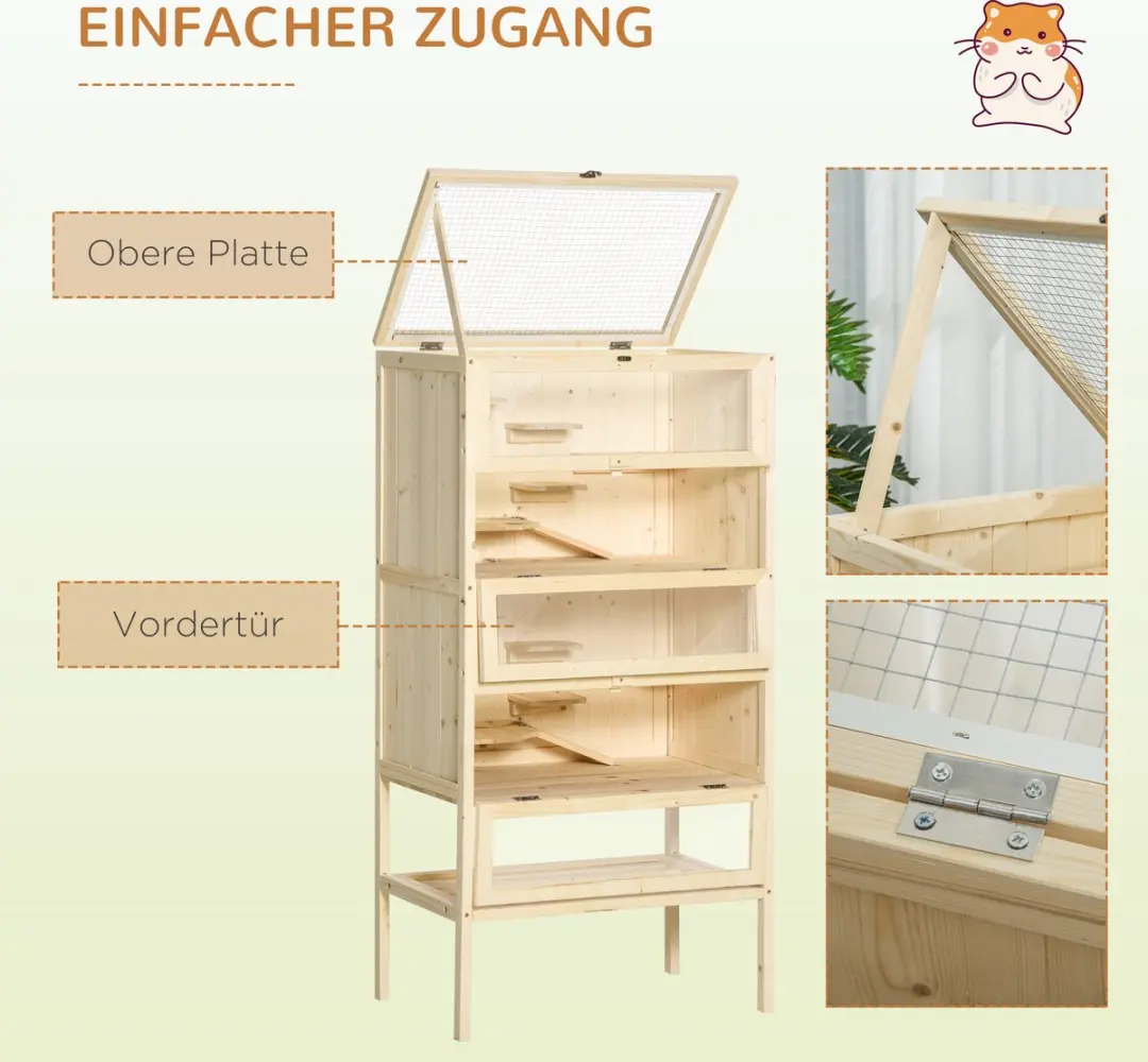 Pawhut Meerschweinchenstall 5 Etages - 60x40x120cm - Naturholz