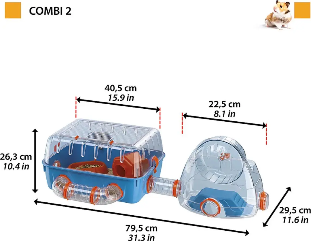 Ferplast Combi 2 Hamsterkooi Blauw 79,5x29,5x26,3cm