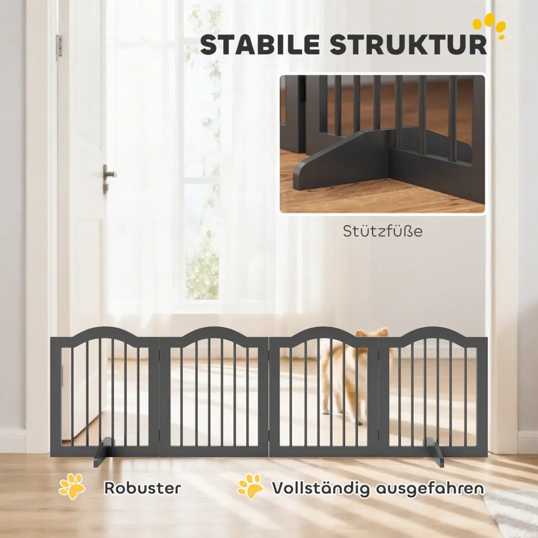 Pawhut Huisdierenhekje MDF 208x29,5x61cm - Zwart - afbeelding 6 van 6
