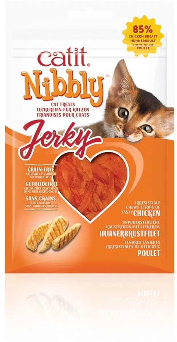 Catit CA Nibbly Jerky Kip Zachte Kattensnacks