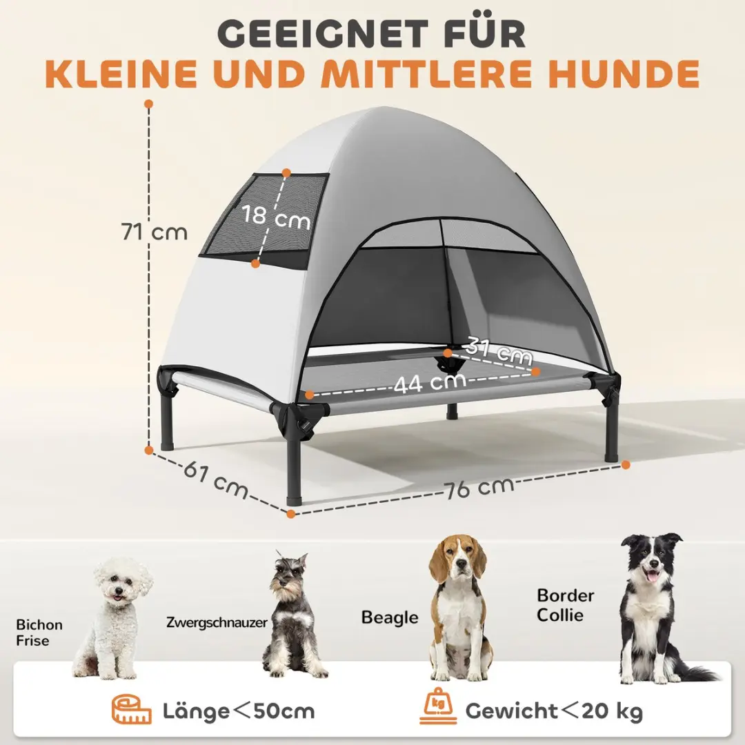 Pawhut Hundeliege S - 76x61x71cm - Hellgrau