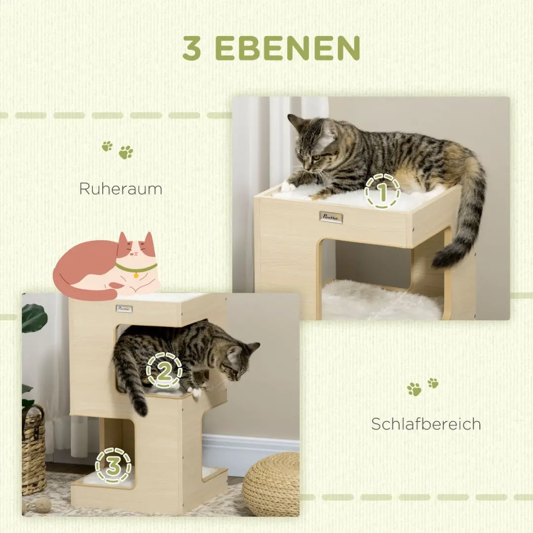 Pawhut Kattenhuis D30-591V00 - Eiken - afbeelding 6 van 6