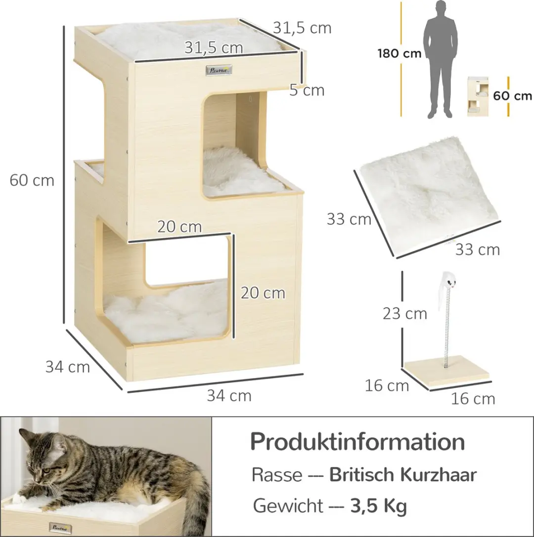 Pawhut Kattenhuis D30-591V00 - Eiken