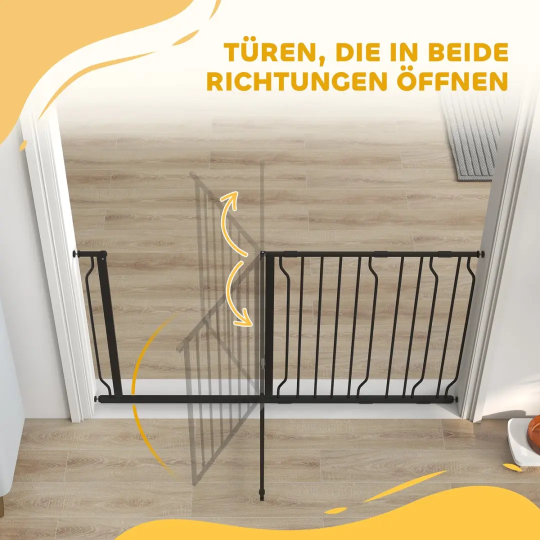 Pawhut Hondenhek Treppenschutzgitter 75-145cm - Klemmontage - Staal - Zwart