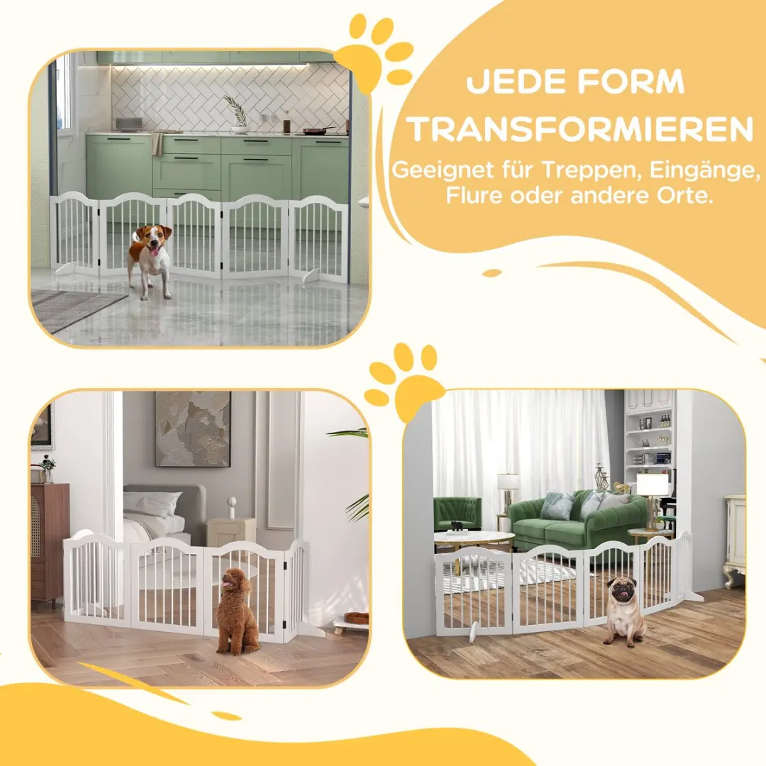 Pawhut Huisdierenhek MDF 254,5x29,5x61cm Wit