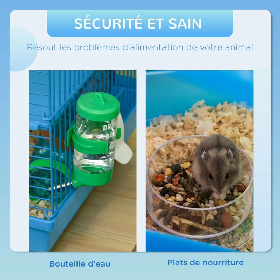 Pawhut Hamsterkooi Blauw - 47x30x59cm