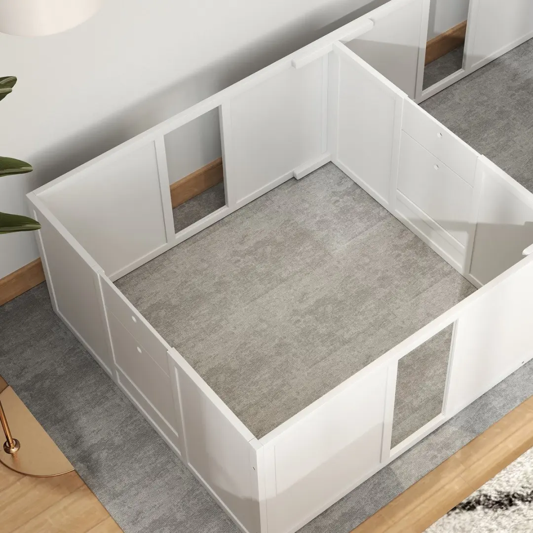 Pawhut Wurfkiste Hondenuitloop 196x96x48cm - Wit