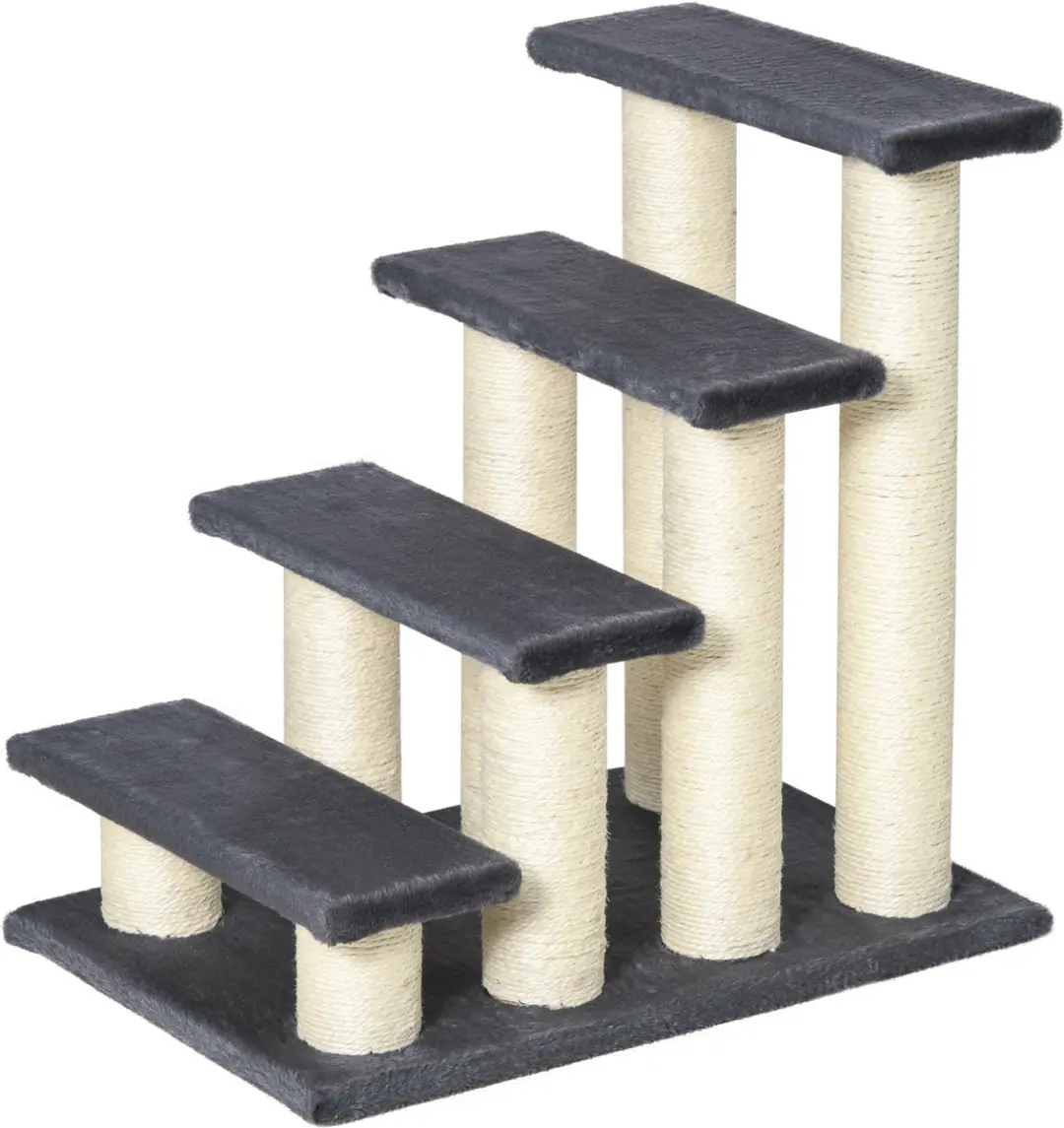 Pawhut Dierentrap 4 Treden - 4 Ligplekken - Grijs
