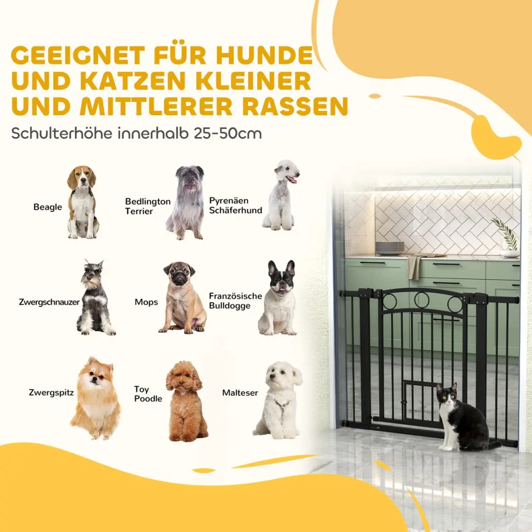 Pawhut Huisdierenhek 76-104 x 77cm - Zwart