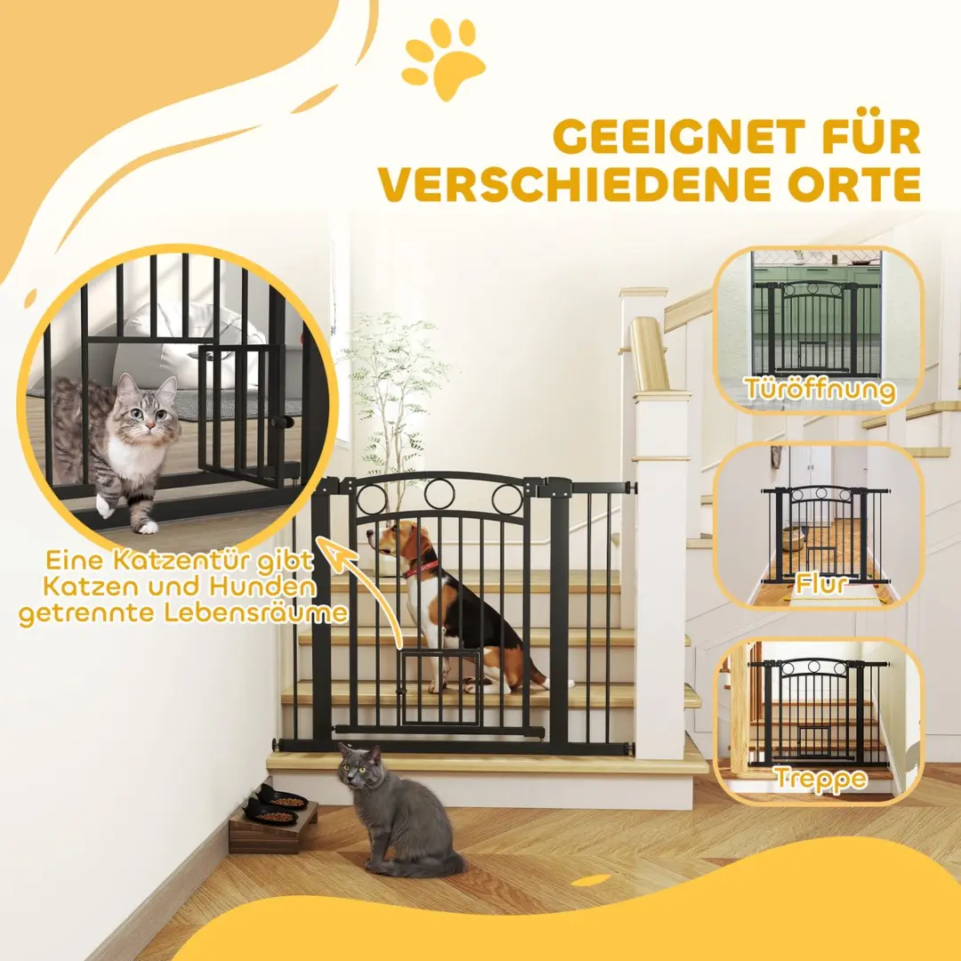 Pawhut Huisdierenhek 76-104 x 77cm - Zwart