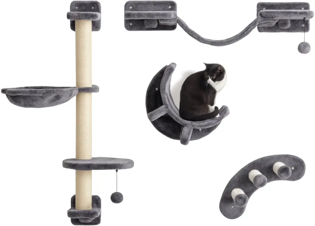 Pawhut Kattenregal Donkergrijs 30x30x96cm