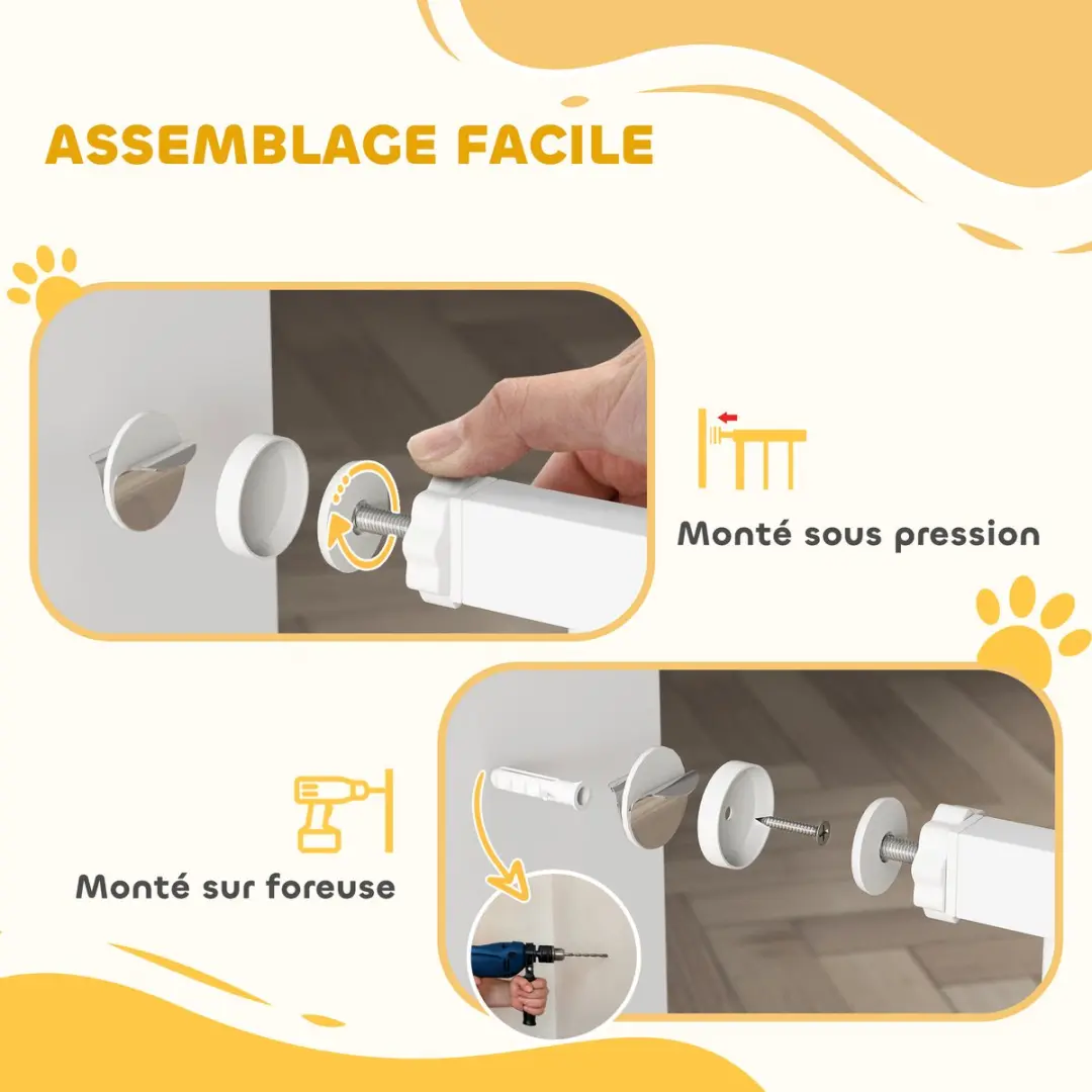 Pawhut Acier Huisdierbarrière 104x5x77cm - Wit