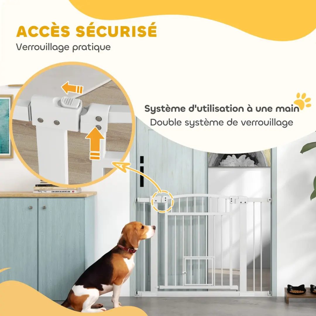 Pawhut Acier Huisdierbarrière 104x5x77cm - Wit - afbeelding 6 van 6