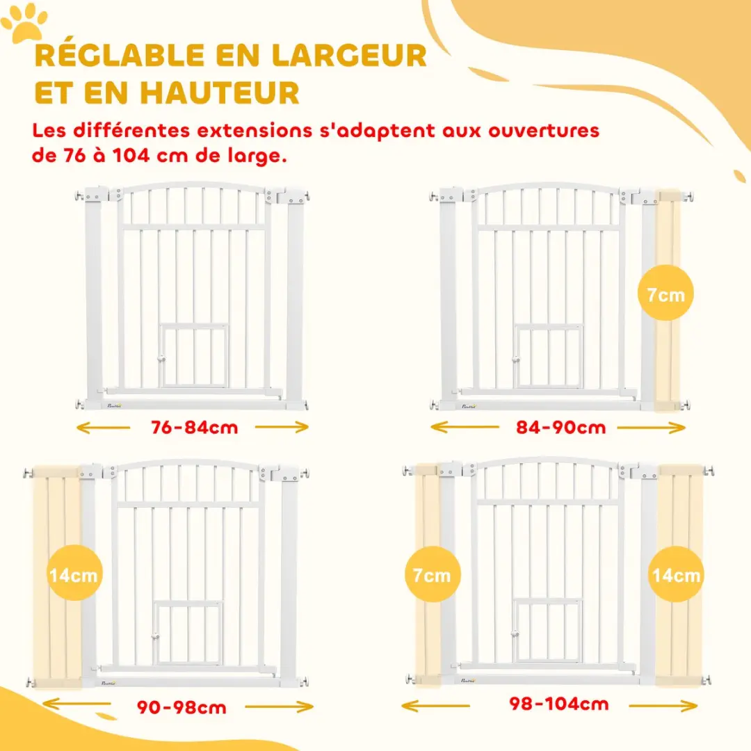 Pawhut Acier Huisdierbarrière 104x5x77cm - Wit
