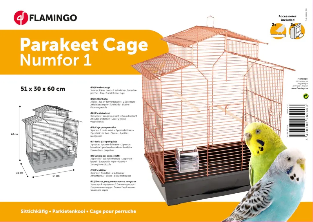 Flamingo Parkietenkooi Numfor 1 - Koper - 52x30x61cm