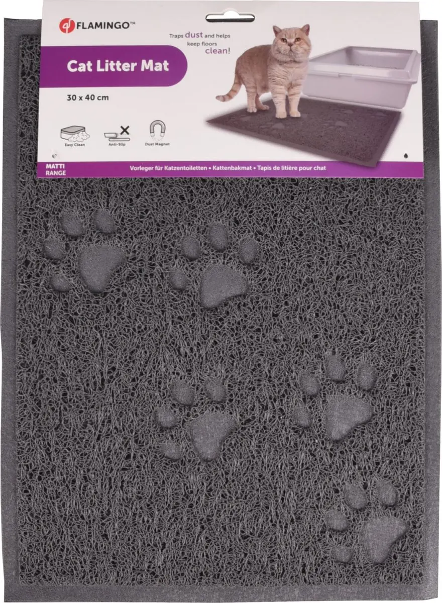 Flamingo Kattenbakmat 40x30cm - Grijs