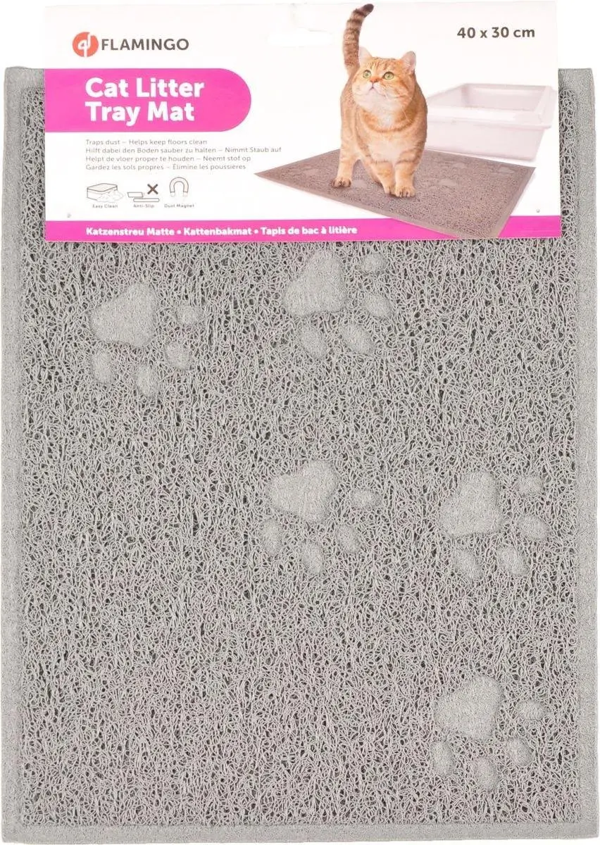 Flamingo Kattenbakmat 40x30cm - Grijs