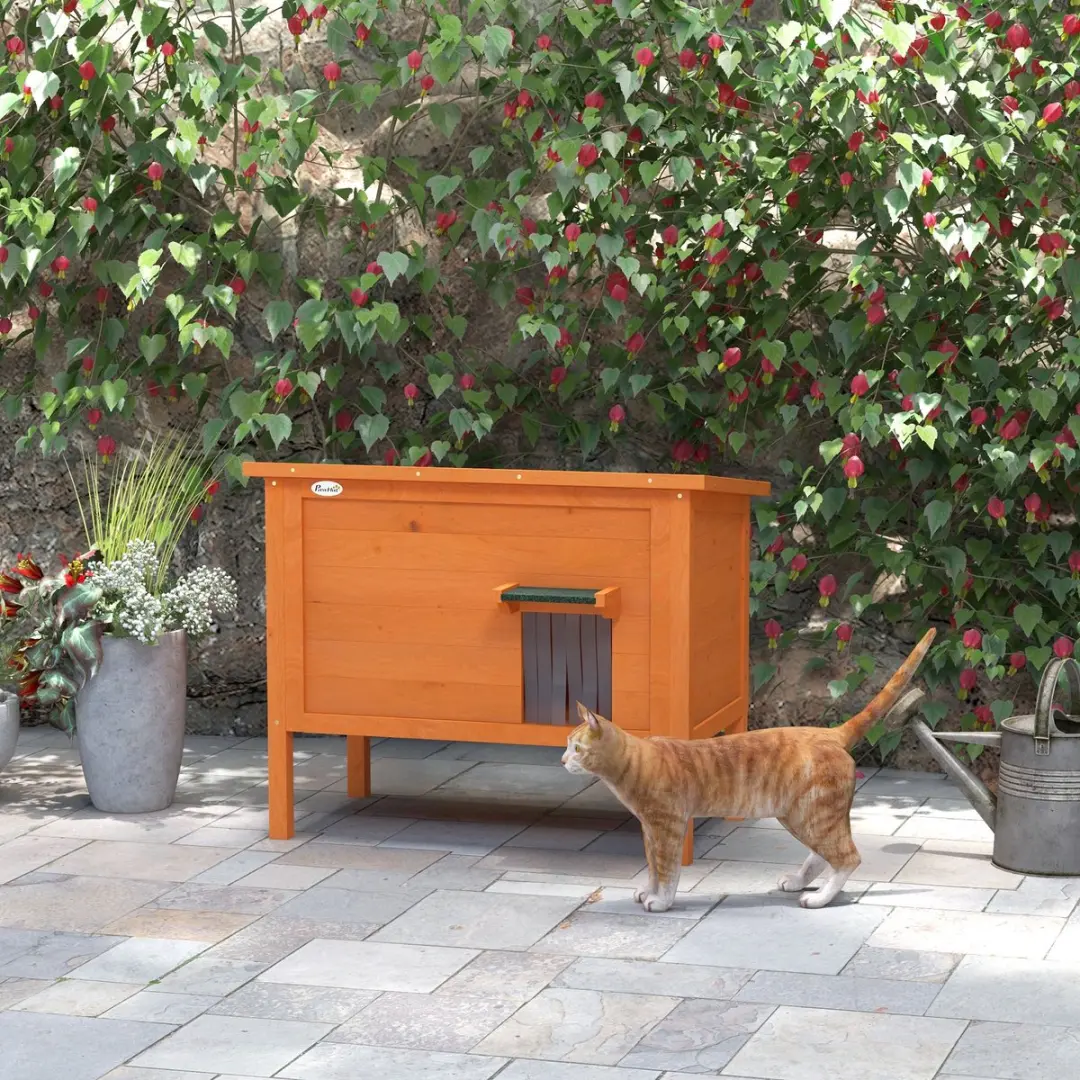 Pawhut Geïsoleerd Kattenhuis - Hout - Oranje