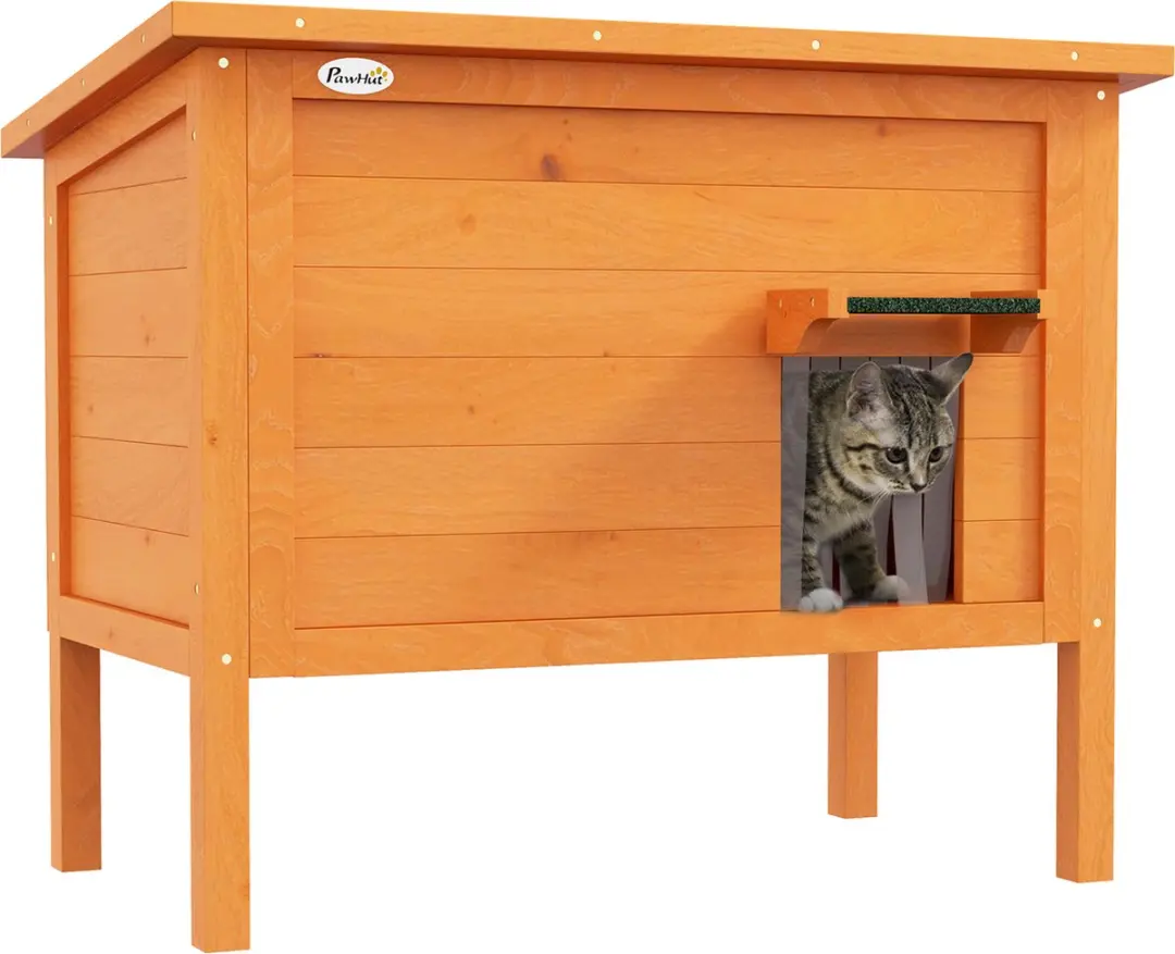 Pawhut Geïsoleerd Kattenhuis - Hout - Oranje