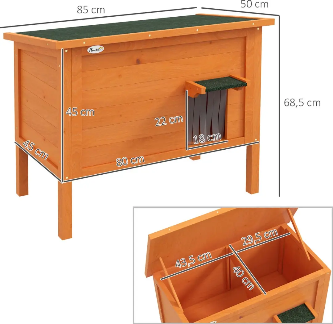 Pawhut Geïsoleerd Kattenhuis - Hout - Oranje
