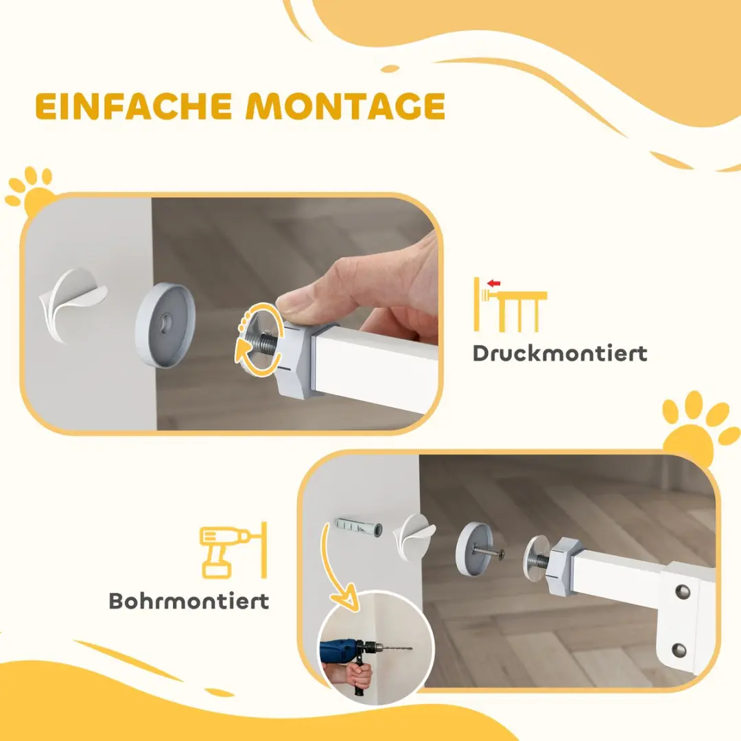 Pawhut Honden Deurhekje 74-80cm - Treppenschutz - Wit